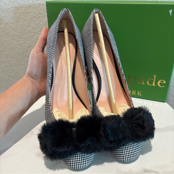 Kate Spade Plaid Heels with Black Bow - Picture 5 of 10